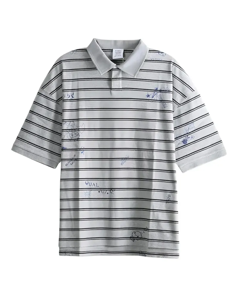 VETEMENTS graphic-print striped polo shirt - Grau Grau