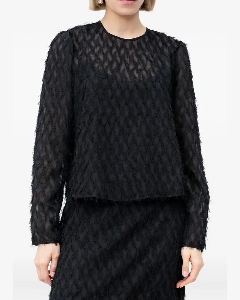 HUGO BOSS textured blouse - Schwarz Schwarz