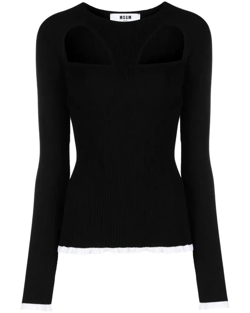 MSGM Intarsien-Pullover mit Cut-Out - Schwarz Schwarz