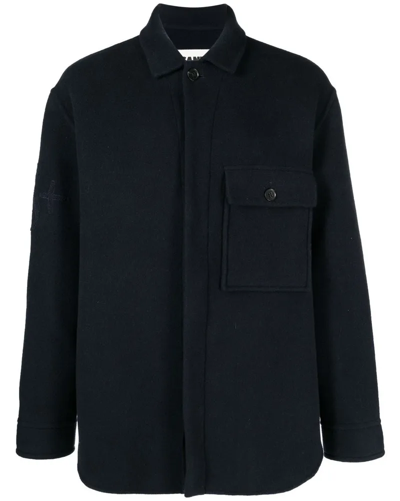 Jil Sander Hemdjacke mit Logo-Stickerei - Blau Blau