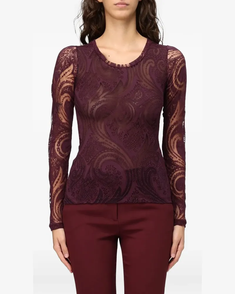 Etro Mesh-Oberteil mit Paisley-Print - Violett Violett