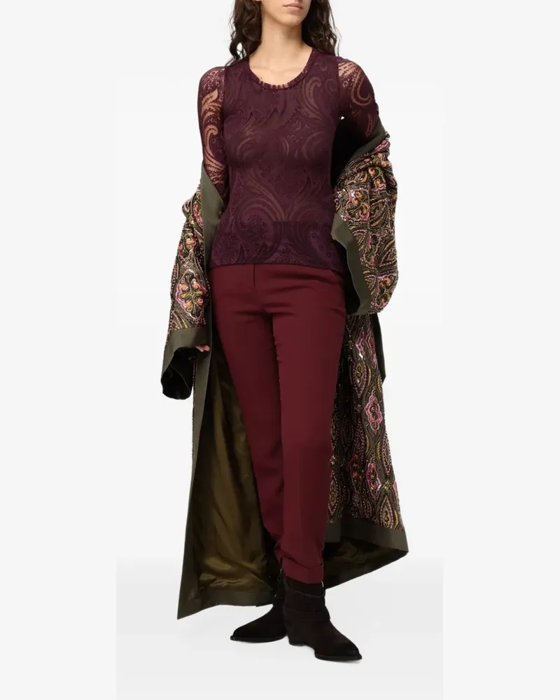 Etro Mesh-Oberteil mit Paisley-Print - Violett Violett