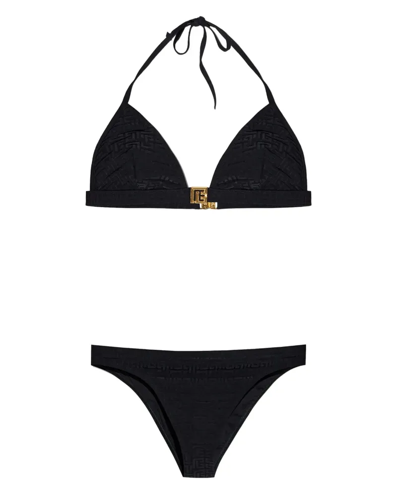 Balmain Bikini mit Logo-Schild - Schwarz Schwarz