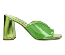 transparent leather heeled sandals - Grün
