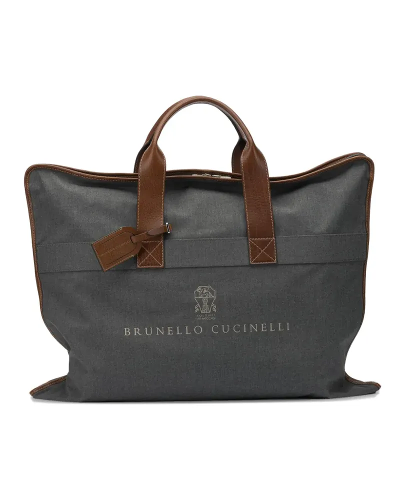 Brunello Cucinelli leather-trimmed suit carrier - Grau Grau