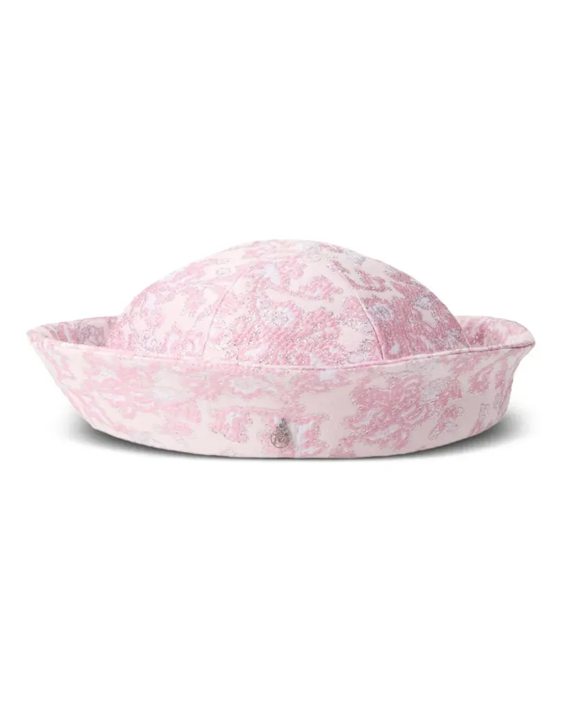 Maison Michel Baskenmütze mit Blumenstickerei - Rosa Rosa
