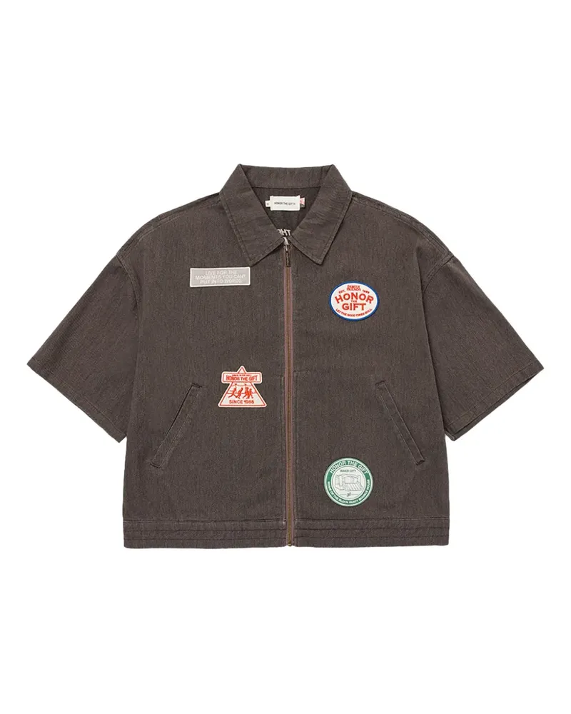Honor The Gift Twill-Hemd mit Reißverschluss - Braun Braun