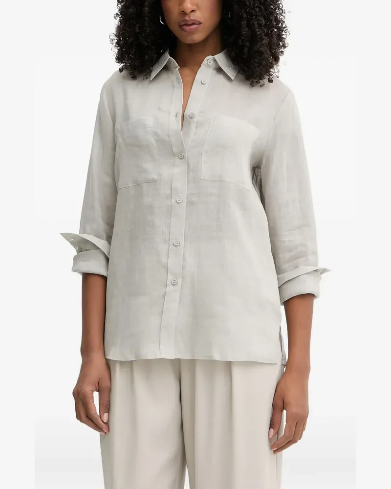 Silvian Heach Tobela crystal-embellished chest-pocket shirt - Grau Grau