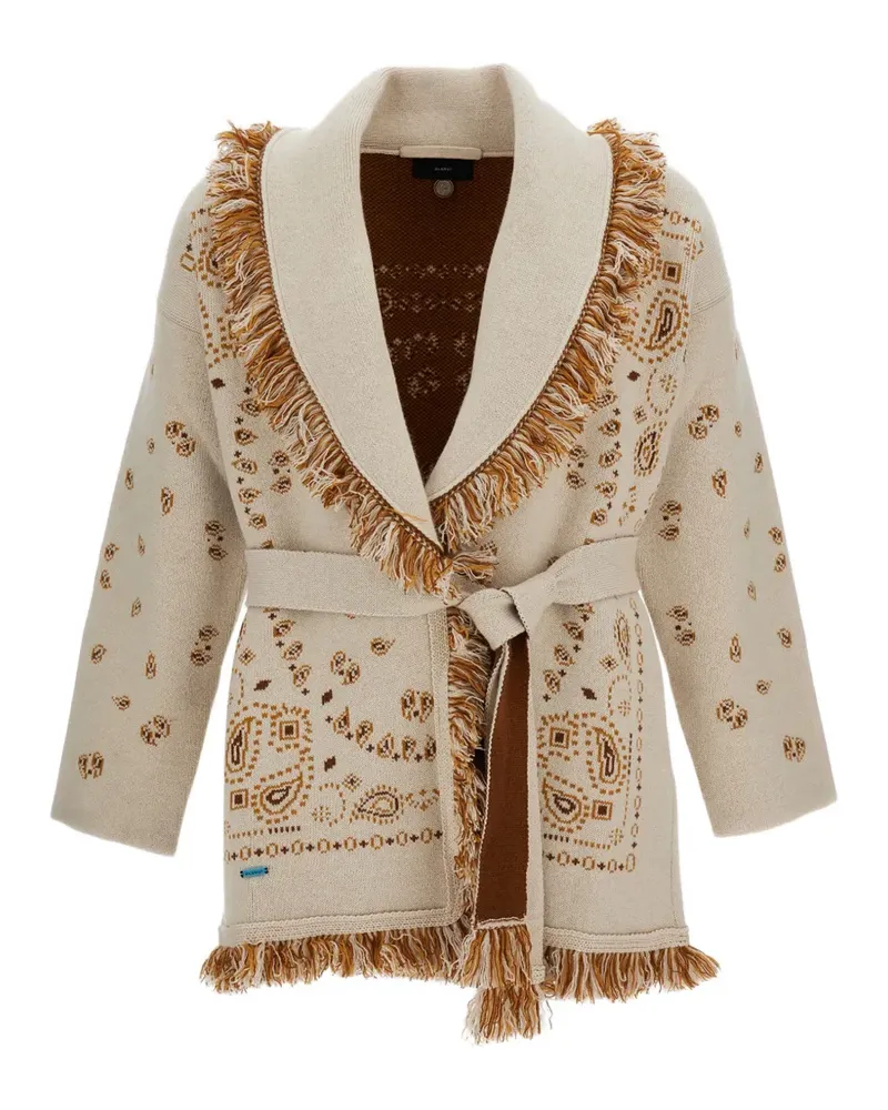 Alanui bandana-print cardigan - Nude Nude