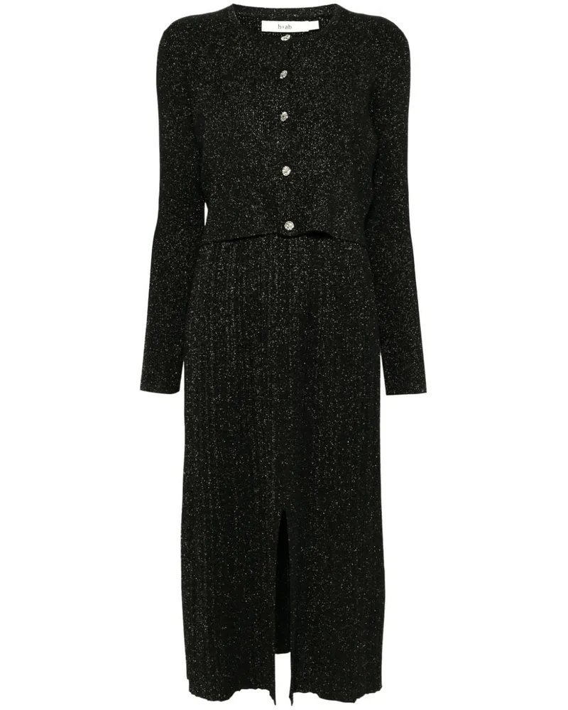 b+ab Geknöpftes Kleid-Set im Glitter-Look - Schwarz Schwarz