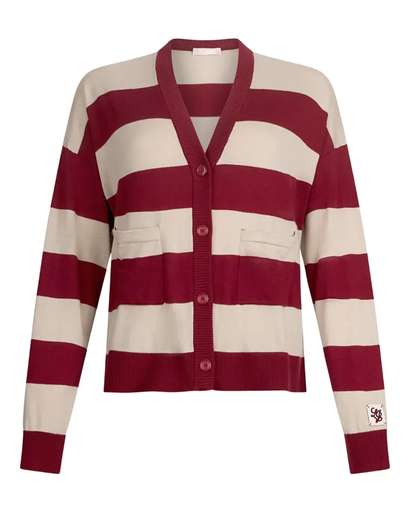 Liu Jo Gestreifter Cardigan mit Patch - Rot Rot