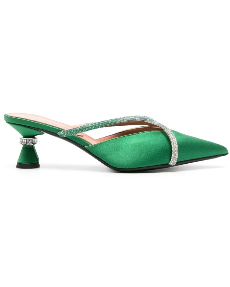 D’Accori Ella Mules aus Satin 50mm - Grün Grün