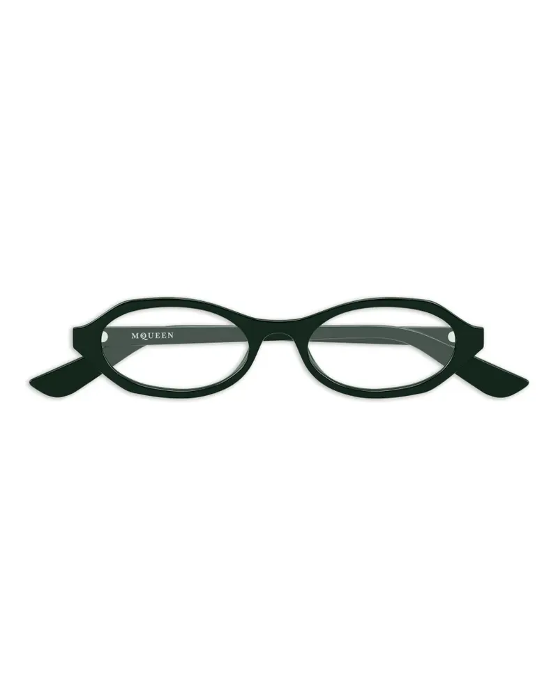 Alexander McQueen Brille mit ovalem Gestell - Grün Grün