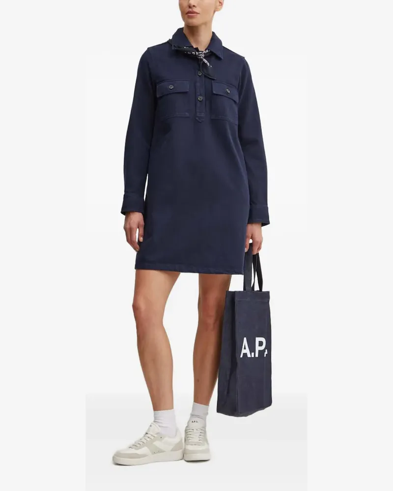 A.P.C. Hemdkleid mit Klappentasche - Blau Blau