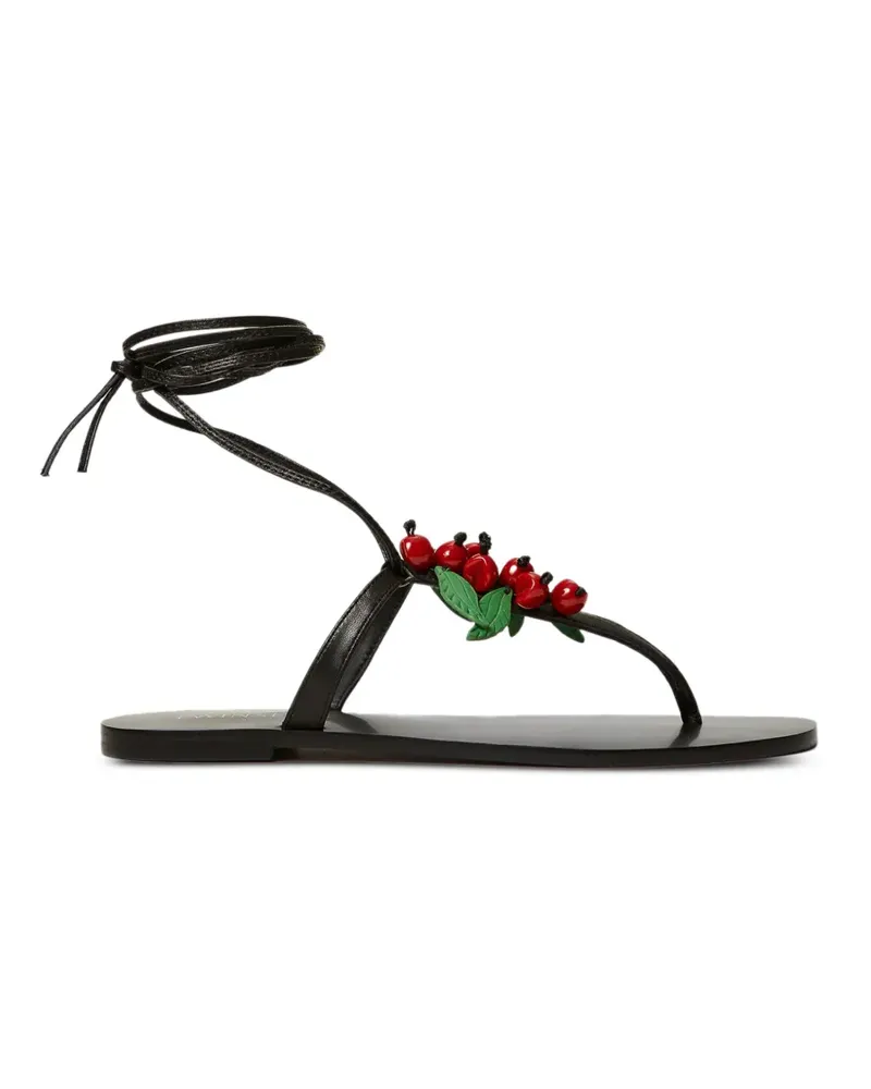 Twin-Set cherries-detail lace-up sandals - Schwarz Schwarz