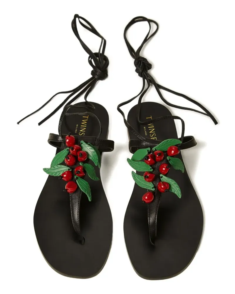 Twin-Set cherries-detail lace-up sandals - Schwarz Schwarz