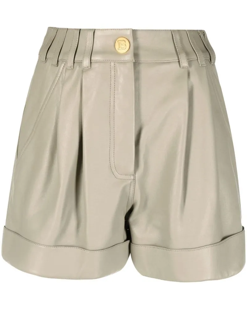 Balmain Ledershorts mit hohem Bund - Nude Nude