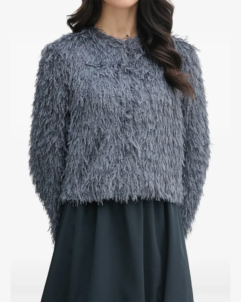 Oui  Strickjacke mit Feder-Effekt - Grau Grau
