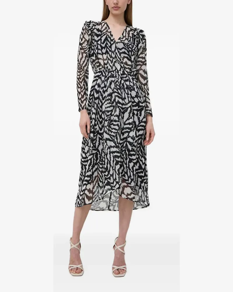 Morgan long-sleeve printed midi dress - Schwarz Schwarz