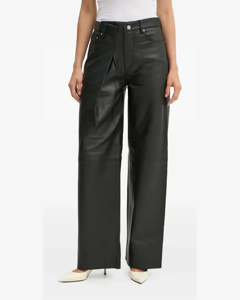 Won Hundred pleated-front leather trousers - Schwarz Schwarz