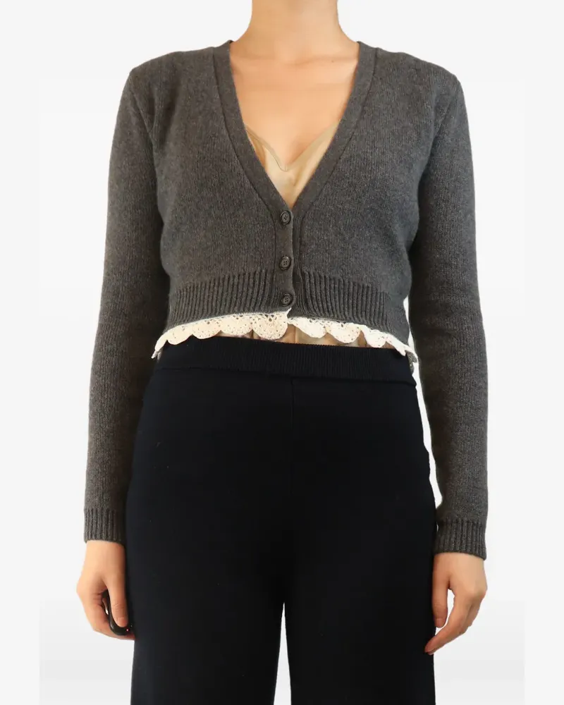 Magda Butrym crochet-hem cropped cardigan - Grau Grau