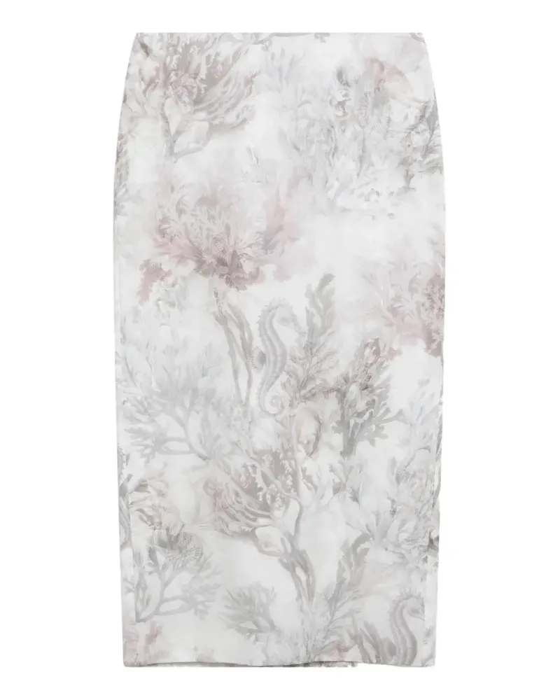 Max Mara illustrative-print pencil midi skirt - Weiß Weiß