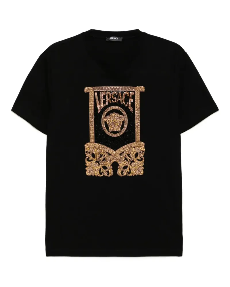 Versace T-Shirt mit Kristallen - Schwarz Schwarz