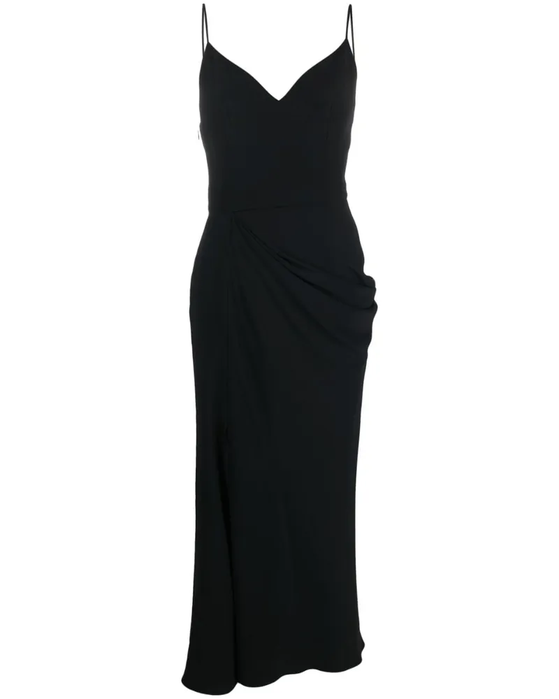 Alexander McQueen Drapiertes Midikleid - Schwarz Schwarz