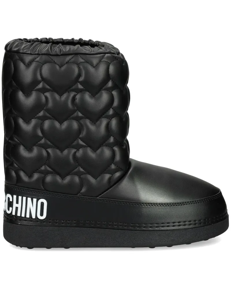 Moschino Gesteppte Stiefel mit Logo - Schwarz Schwarz