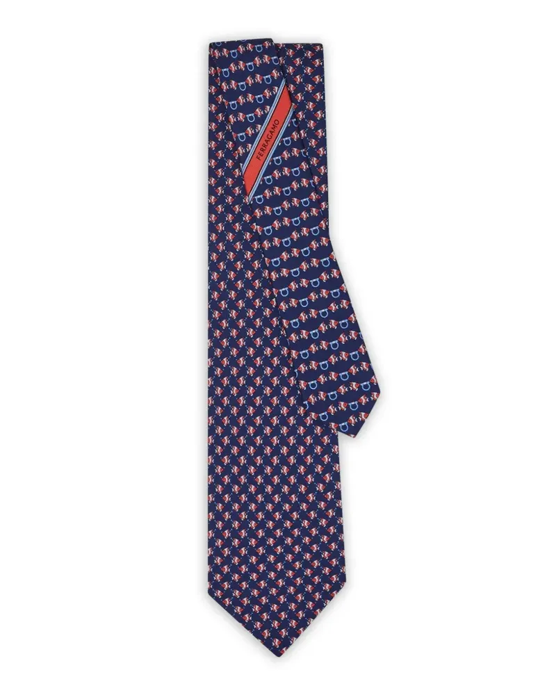 Ferragamo Cyrus Gancini fish-print tie - Blau Blau