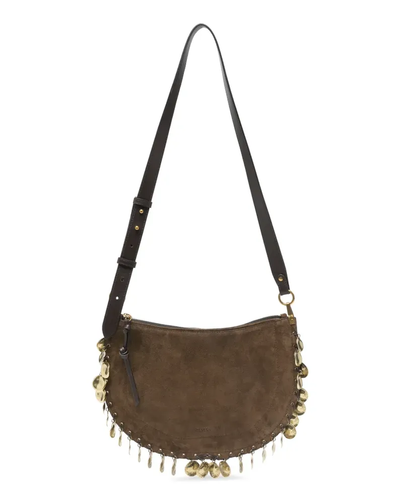 Isabel Marant Oskan coin-embellished suede cross body bag - Braun Braun