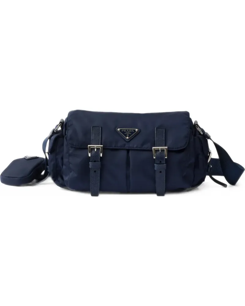 Prada Mittelgroße Explore Re-Nylon Schultertasche - Blau Blau