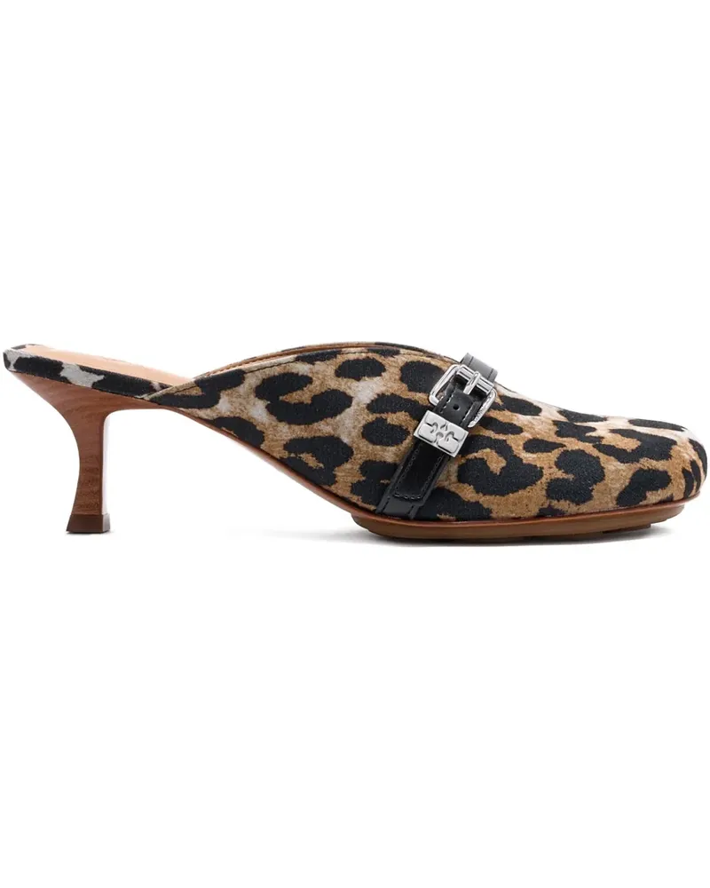 Ganni Mules mit Leoparden-Print - Braun Braun