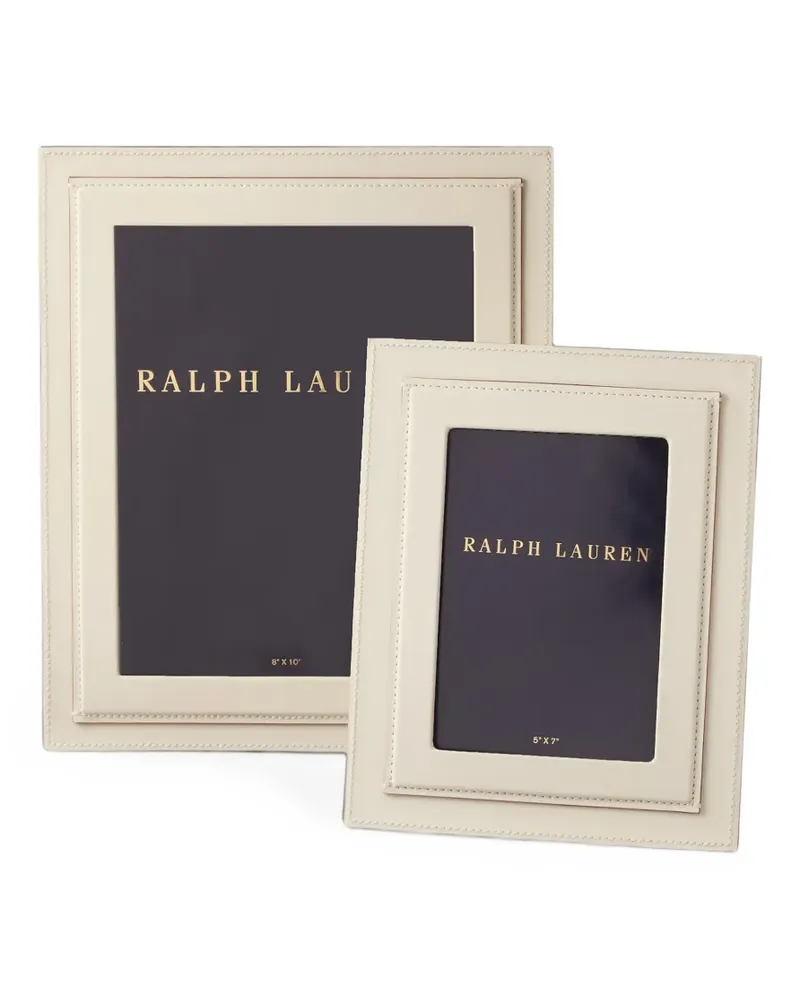 Ralph Lauren Home Brennan Ledergestell (17,8cm x 12,7cm) - Weiß Weiß