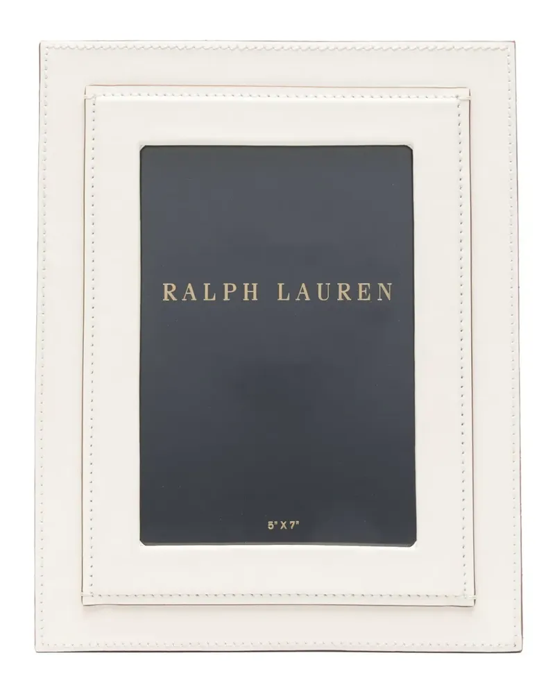 Ralph Lauren Home Brennan Ledergestell (17,8cm x 12,7cm) - Weiß Weiß