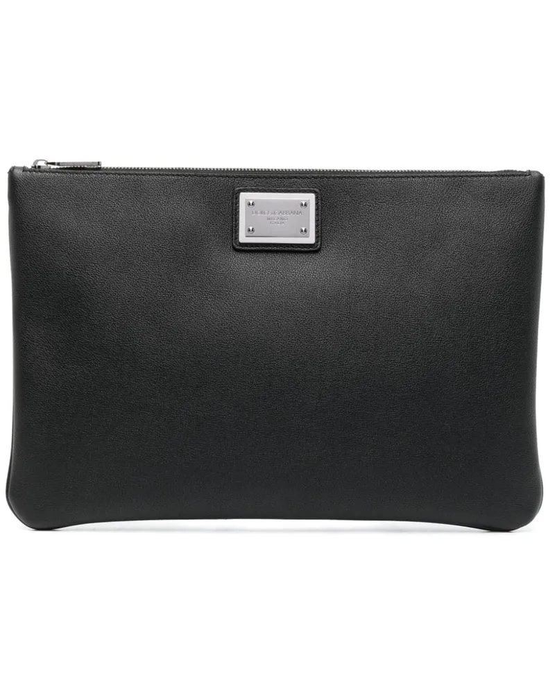 Dolce & Gabbana Clutch mit Logo-Schild - Schwarz Schwarz