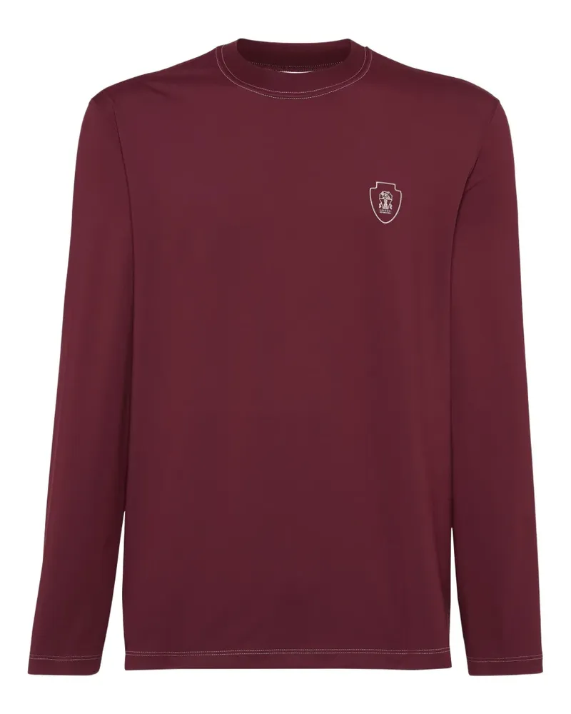 Brunello Cucinelli Langarmshirt mit Logo-Stickerei - Rot Rot
