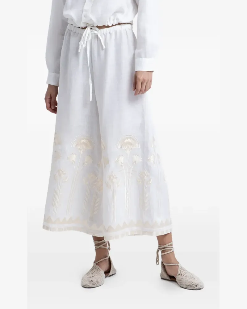 Greek Archaic Kori embroidered drawstring-waist trousers - Nude Nude