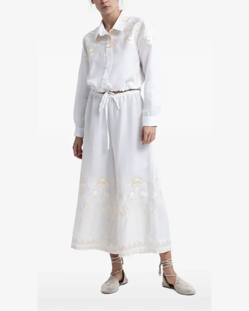 Greek Archaic Kori embroidered drawstring-waist trousers - Nude Nude