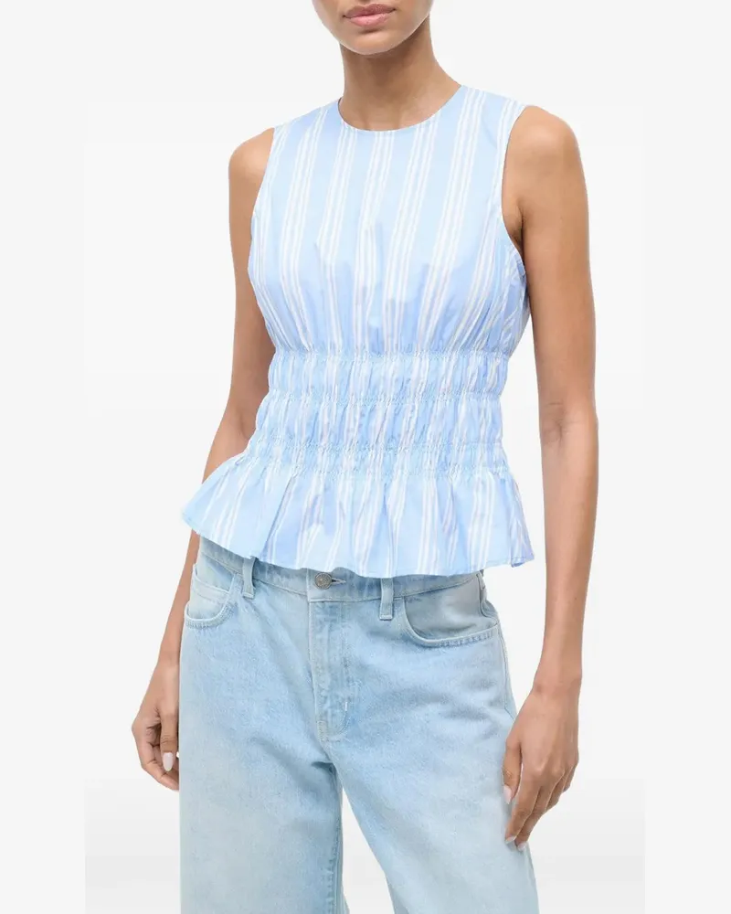 STAUD Gestreiftes Oberteil mit Schößchen - Blau Blau
