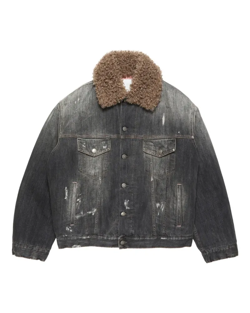 Acne Studios fur-trim cotton jacket - Grau Grau