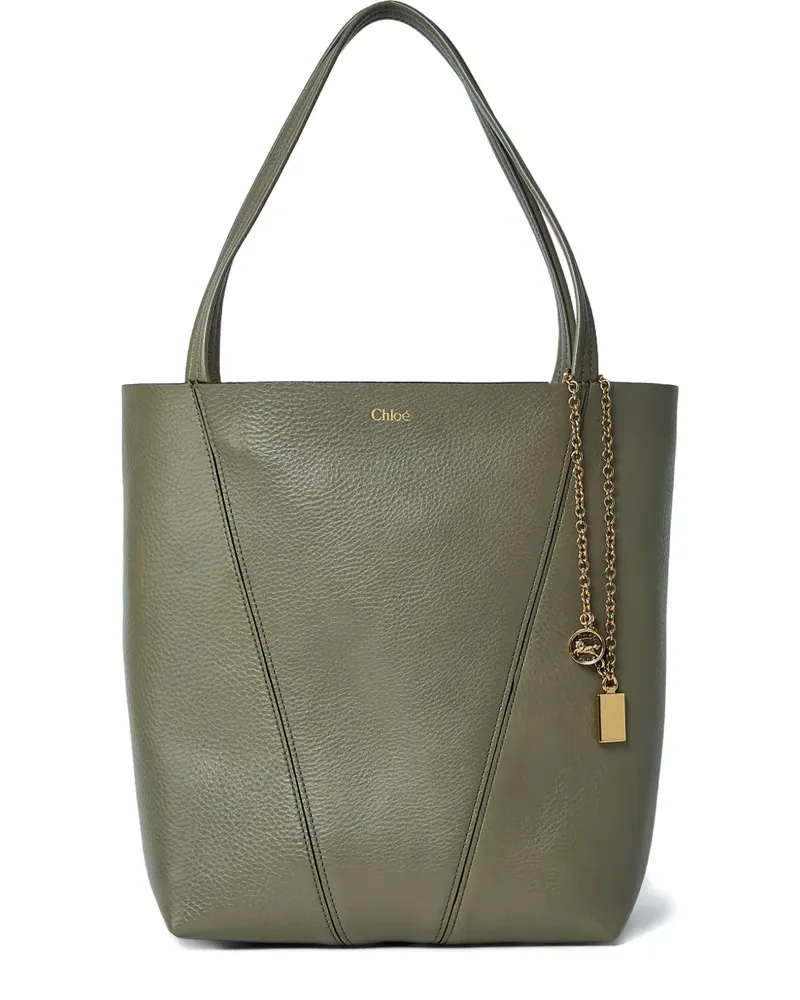 Chloé Spin pebble-grain logo tote bag - Grün Grün