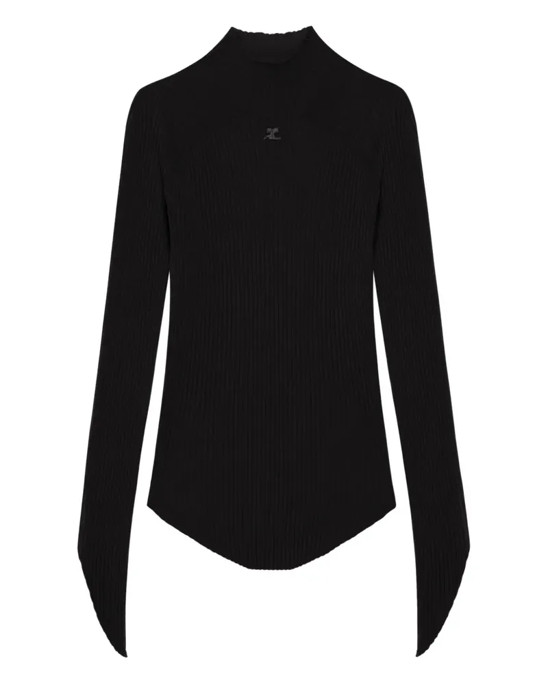 Courrèges Strickoberteil mit Stehkragen - Schwarz Schwarz