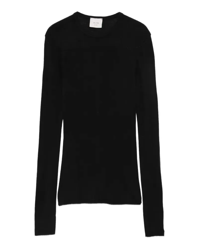 ALYSI Langarmshirt mit Rundhalsausschnitt - Schwarz Schwarz