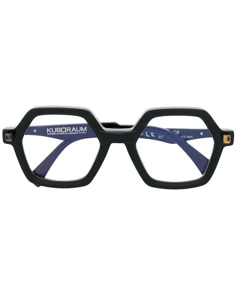 KUBORAUM Brille mit sechseckigem Gestell - Schwarz Schwarz