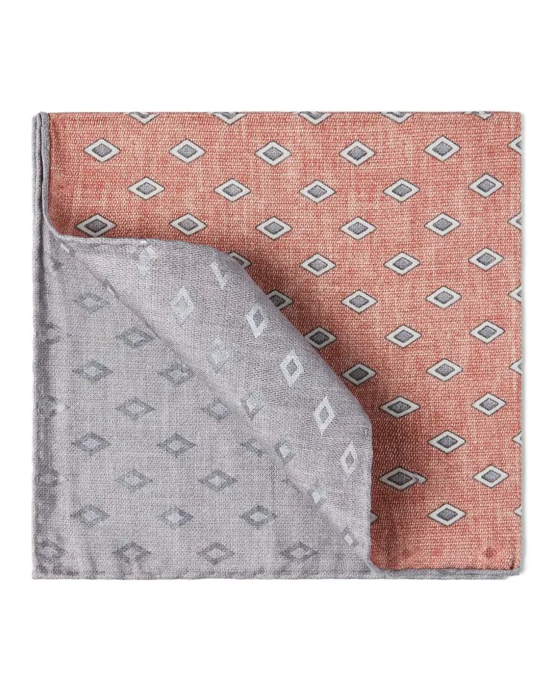 Brunello Cucinelli diamond-print silk pocket square - Orange Orange