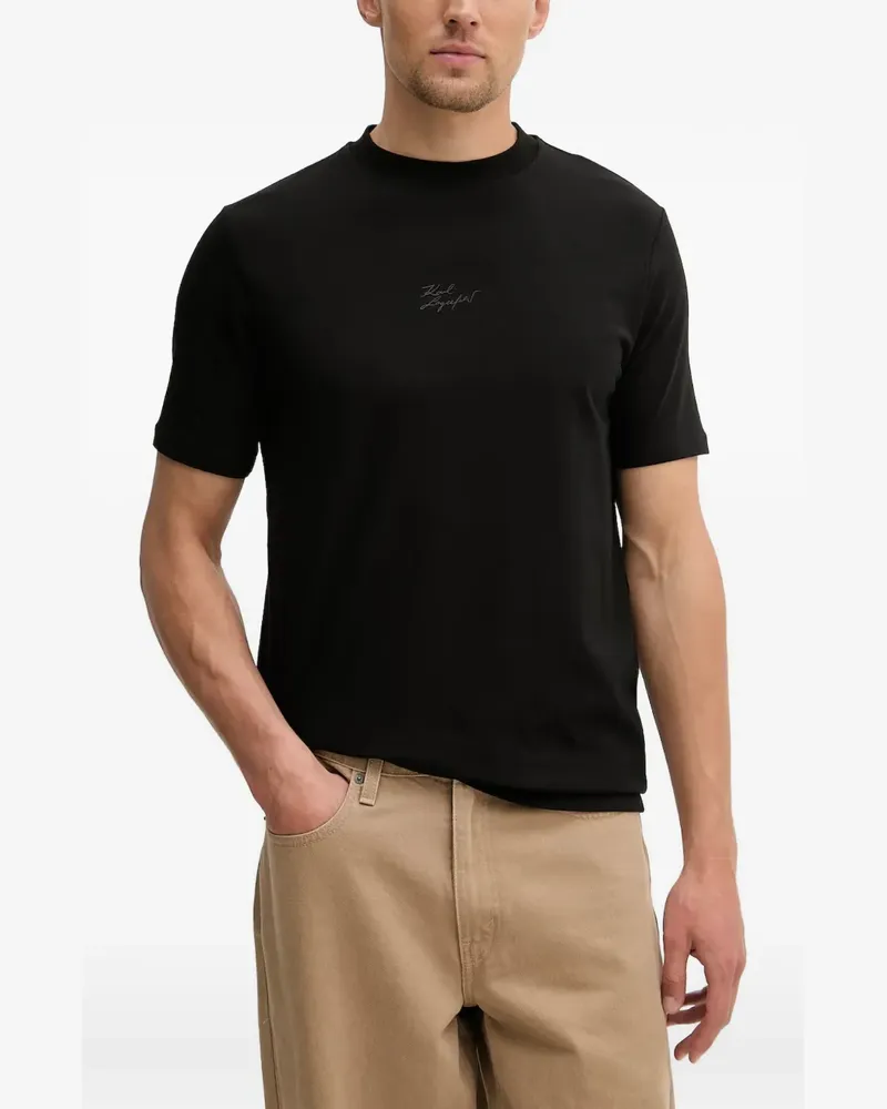 Karl Lagerfeld logo-embroidered T-shirt - Schwarz Schwarz