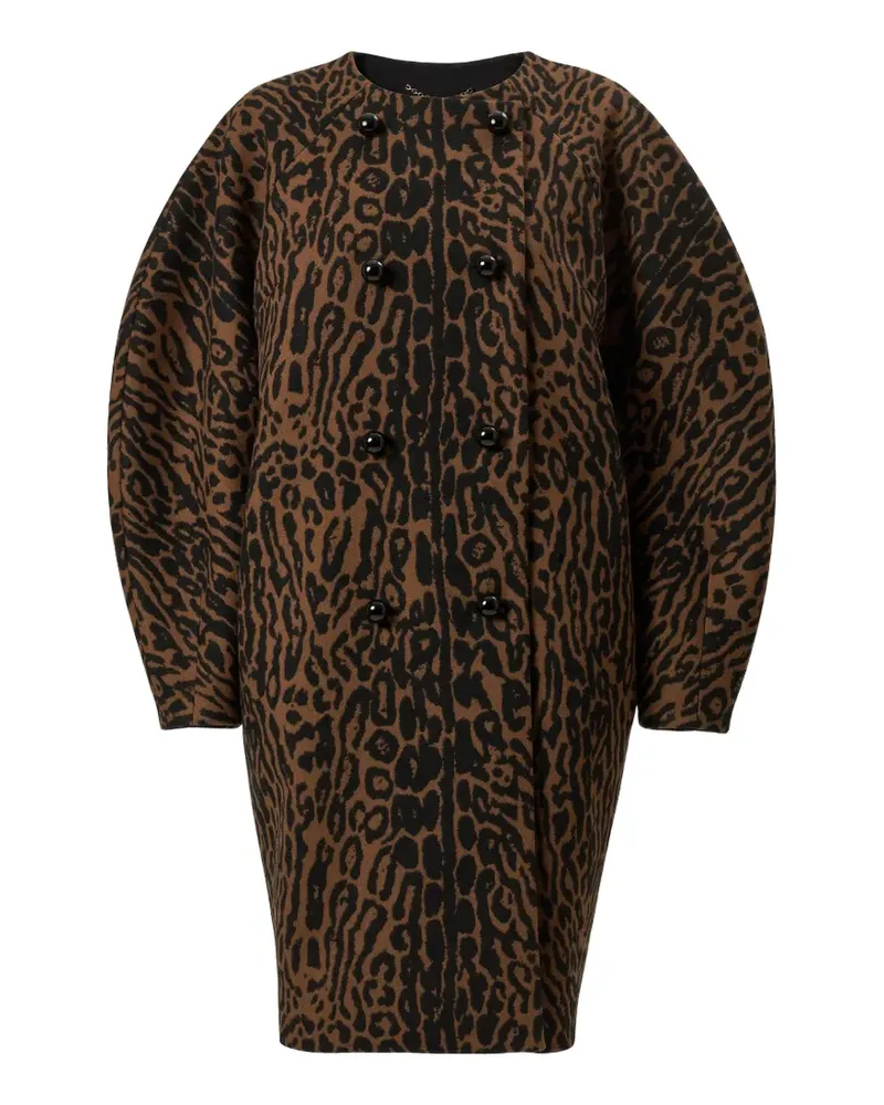Carolina Herrera New York leopard-jacquard cocoon coat - Braun Braun