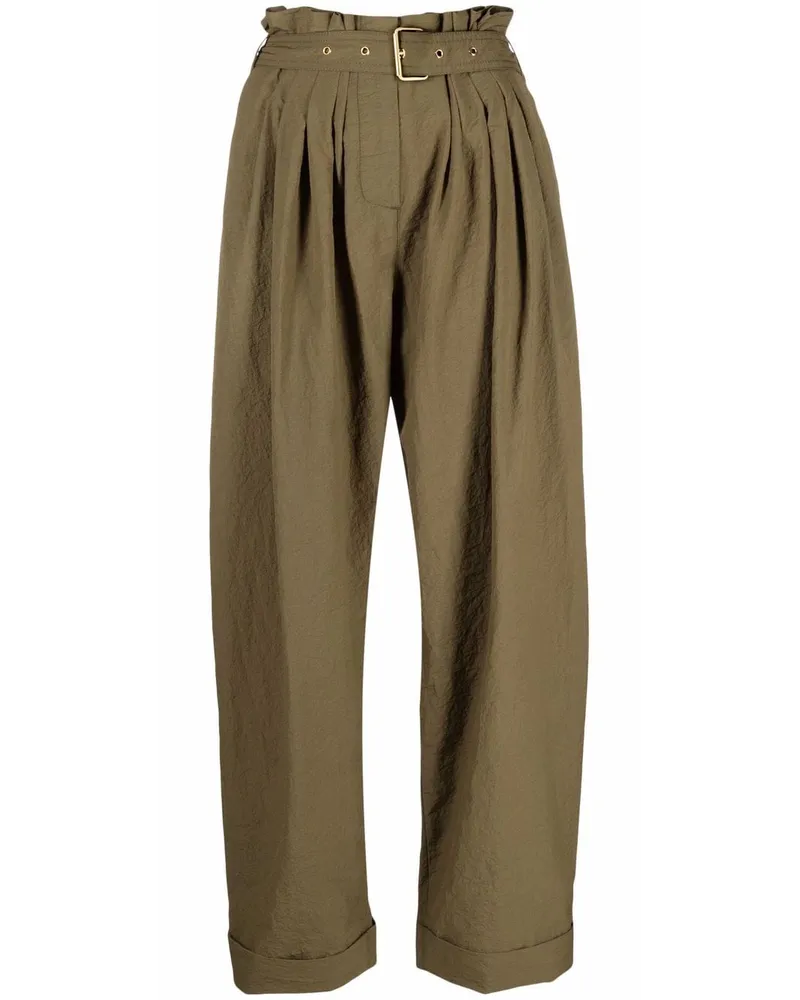 Balmain Hose mit Paperbag-Taille - Grün Grün