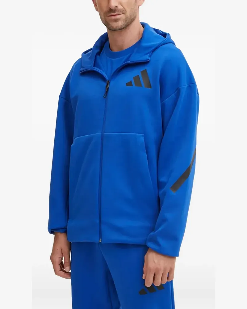 adidas logo-detail zip-up hoodie - Blau Blau